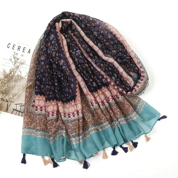 Floral Printed Scarf, Hijab - Picture 1 of 1